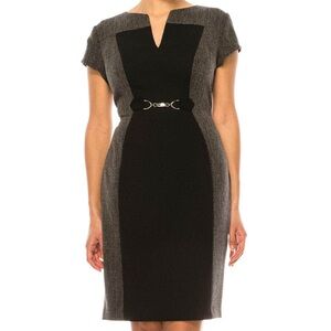 Connected Apparel Short Sleeve Faux Belt Sheath Dress Women’s size 16